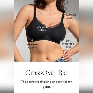 Honeylove Black Mesh Crossover Bra